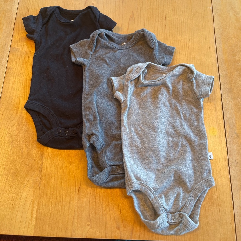 Honest Black and Grey Bodysuit Simple Newborn